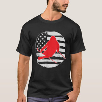 Freestyle Skiing American USA Vlag op 4 juli Vin T-shirt