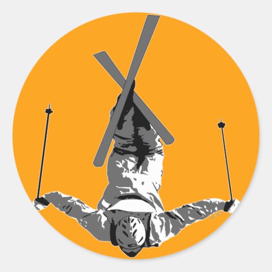 Freestyle Skiing Ronde Sticker (Voorkant)