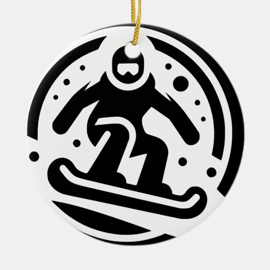 Freestyle Snowboarden Minimalistisch Zwart-wit Keramisch Ornament (Voorkant)