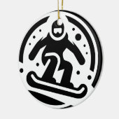 Freestyle Snowboarden Minimalistisch Zwart-wit Keramisch Ornament (Links)