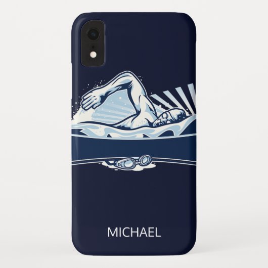 Freestyle Swimmer - Gepersonaliseerde naam | Sport Case-Mate iPhone Case (Achterkant)