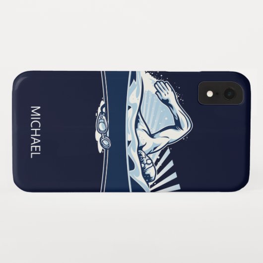 Freestyle Swimmer - Gepersonaliseerde naam | Sport Case-Mate iPhone Case (Achterkant (horizontaal))
