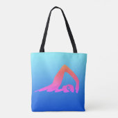 Freestyle zwemmer, roze op blauw, gepersonaliseerd tote bag (Achterkant)