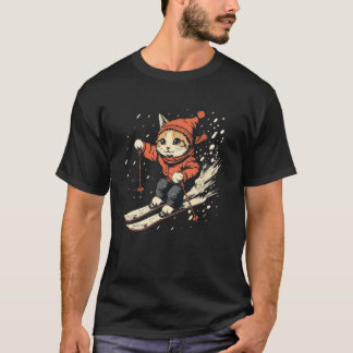 Freestyleskiër Cat over freestyleskiën T-shirt