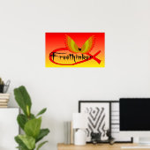 Freethinking vissymbool poster (Thuiskantoor)