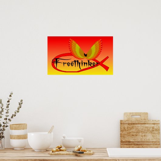 Freethinking vissymbool poster (Keuken)