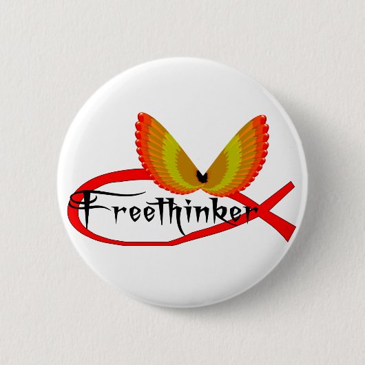 Freethinking vissymbool ronde button 5,7 cm (Voorkant)