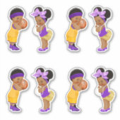 Freethrows of Bows Paars Gold Basketball Boy Girl Sticker (Voorkant)