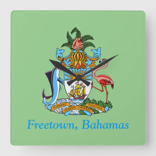 Freetown, Bahama's Marlin & Flamingo (Eleuthera) Vierkante Klok (Voorkant)
