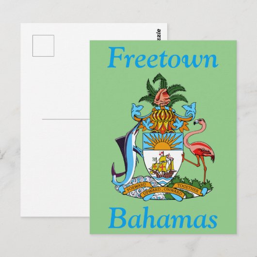 Freetown, Bahama's met het wapen van Eleuthera Briefkaart (Voorkant / Achterkant)