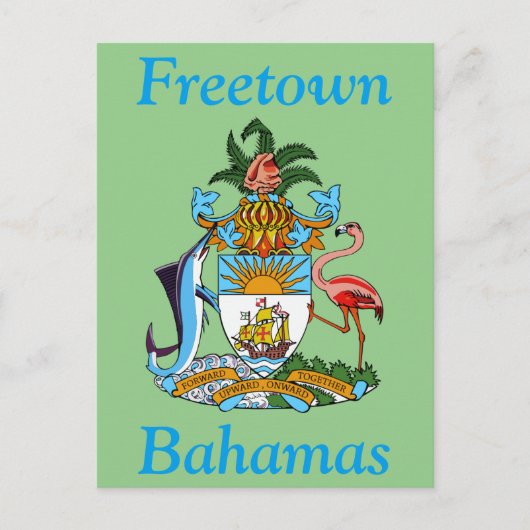 Freetown, Bahama's met Wapen (Eleuthera) Briefkaart (Voorkant)