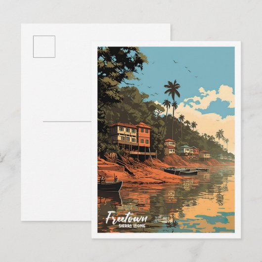 Freetown Sierra Leone Vintage Travel Illustration Briefkaart (Voorkant / Achterkant)