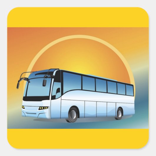 FreeVector-Bus Transporttouring Vierkante Sticker (Voorkant)