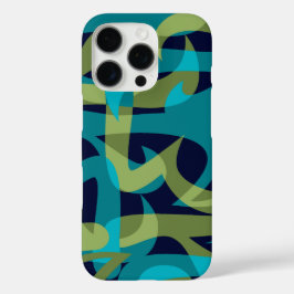 Freeway Abstract Retro Psychedelic Navy Blauwgroen iPhone 16 Pro Hoesje