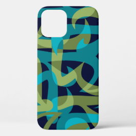 Freeway Abstract Retro Psychedelic Navy Blauwgroen iPhone 16 Pro Hoesje