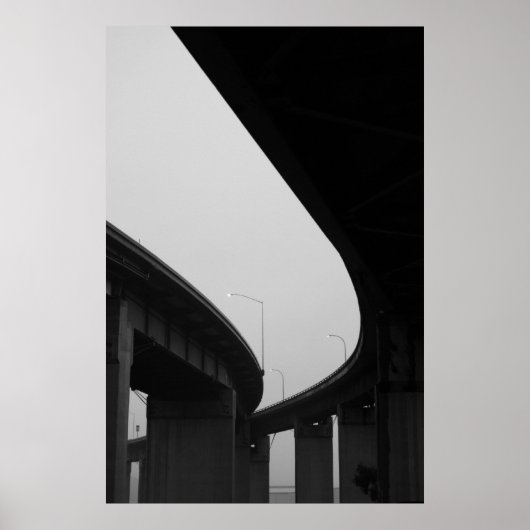 Freeway-ramen in een fog-Poster, afdrukken Poster (Voorkant)