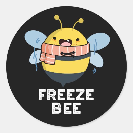 Freeze Bee Funny Insect Bug Dark BG Ronde Sticker (Voorkant)