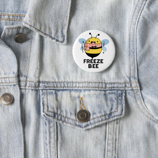 Freeze Bee Funny Insect Bug Pun Ronde Button 5,7 Cm (In situ)