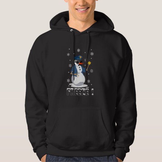 Freeze Cop Snowman Funny Christmas Hoodie (Voorkant)