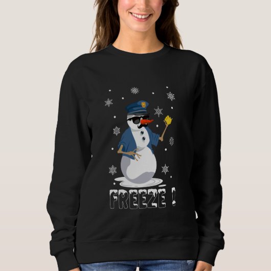 Freeze Cop Snowman Funny Christmas Trui (Voorkant)