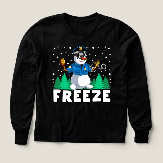 Freeze Snowman Police Kerstmis Pajama Funnt Cop P (Voorkant)