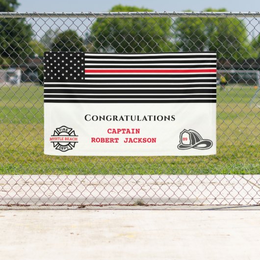 Frefighter America Flag Red Line Gefeliciteerd Spandoek (Insitu)