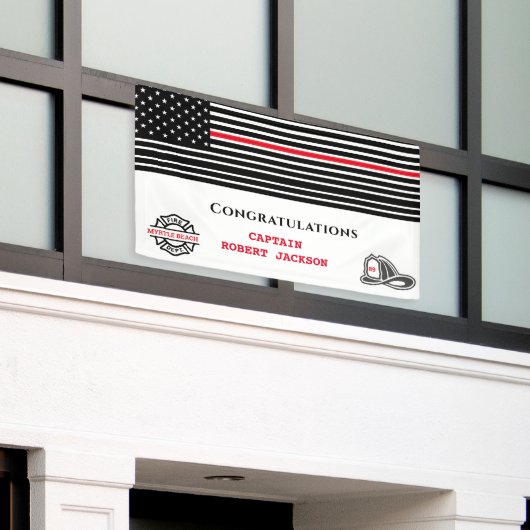 Frefighter America Flag Red Line Gefeliciteerd Spandoek (Buitenkant Gebouw)