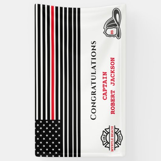 Frefighter America Flag Red Line Gefeliciteerd Spandoek (Verticaal)