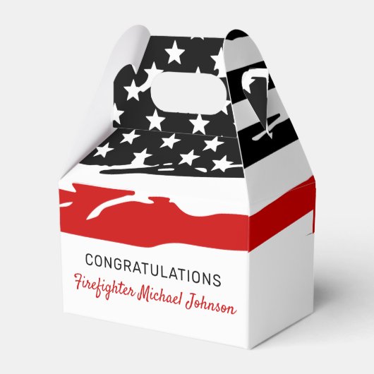 Frefighter Party Thin Red Line Gefeliciteerd Bedankdoosjes (Achterkant)