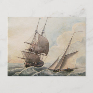 Fregat in een zwelling 17e eeuw briefkaart