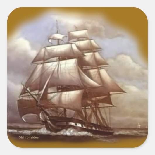 Fregat "Oude Ironsides" USS Grondwet Vierkante Sticker (Voorkant)