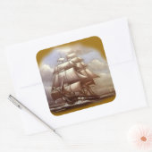 Fregat "Oude Ironsides" USS Grondwet Vierkante Sticker (Envelop)