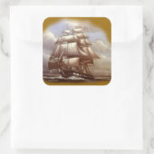 Fregat "Oude Ironsides" USS Grondwet Vierkante Sticker (Tas)