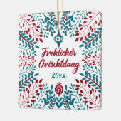 Frehlicher Grischtdaag, Pennsylvania Dutch Xmas Keramisch Ornament (Links)