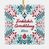 Frehlicher Grischtdaag, Pennsylvania Dutch Xmas Keramisch Ornament (Voorkant)
