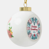 Frehlicher Grischtdaag, Pennsylvania Dutch Xmas Keramische Bal Ornament (Links)