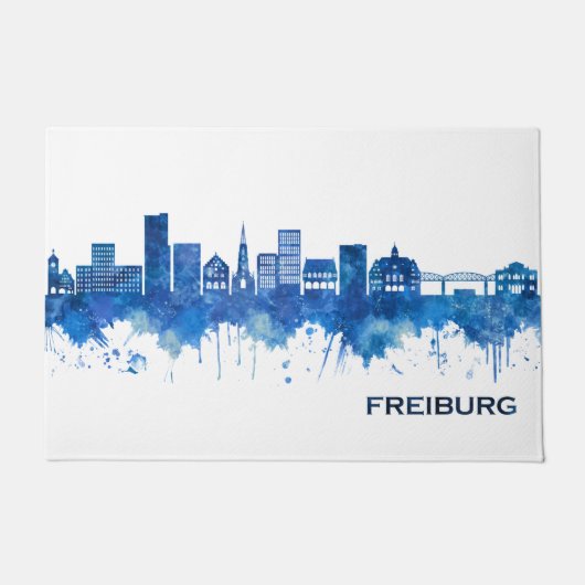 Freiburg Duitsland Skyline Blue Deurmat (Voorkant)