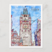 Freiburg Duitsland Travel Place Waterverf Briefkaart (Voorkant)