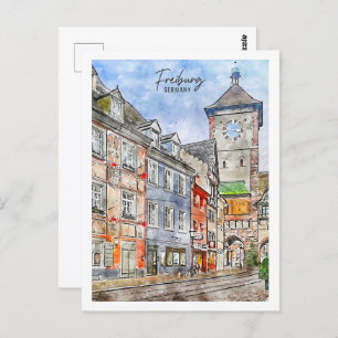 Freiburg Duitsland Travel Place Waterverf Briefkaart