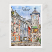 Freiburg Duitsland Travel Place Waterverf Briefkaart (Voorkant)