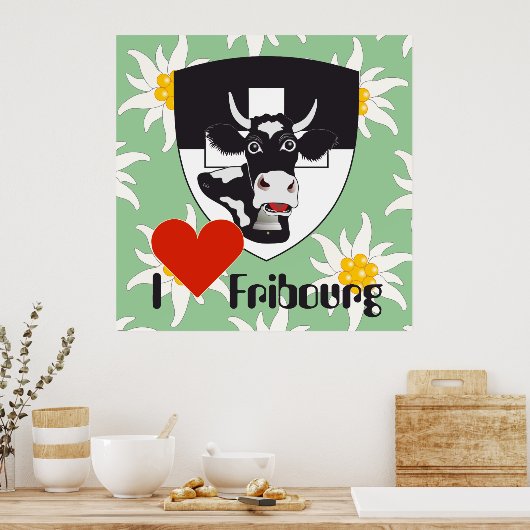 Freiburg Fribourg Schweiz Suisse Poster (Keuken)