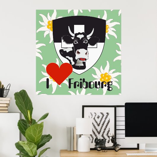 Freiburg Fribourg Schweiz Suisse Poster (Thuiskantoor)