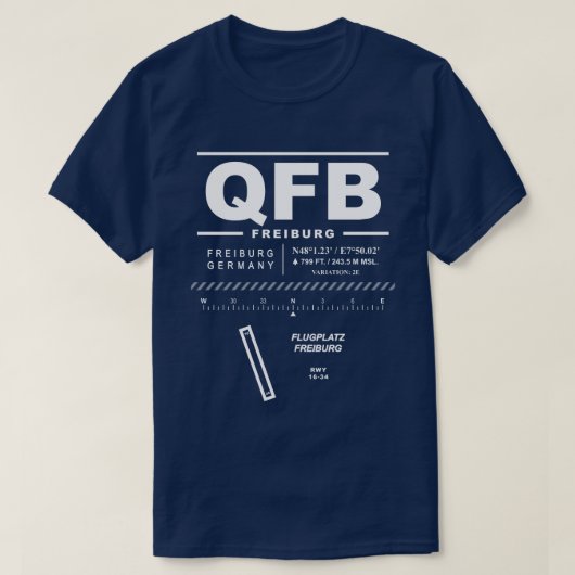 Freiburg im Breisgau Luchthaven QFB T-shirt (Design voorkant)