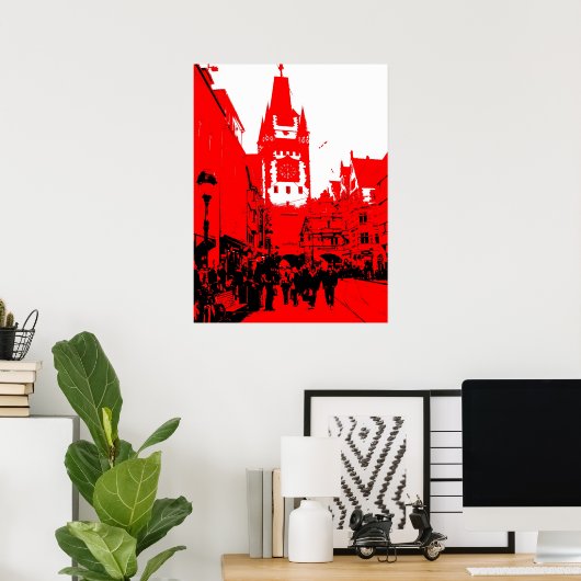 Freiburg Martinstor rot Poster (Thuiskantoor)
