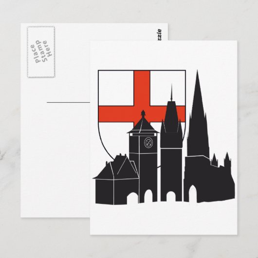 Freiburg Silhouette mit Wappen Briefkaart (Voorkant / Achterkant)