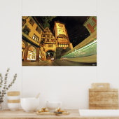 Freiburger Schwabentor bei Nacht Poster (Keuken)