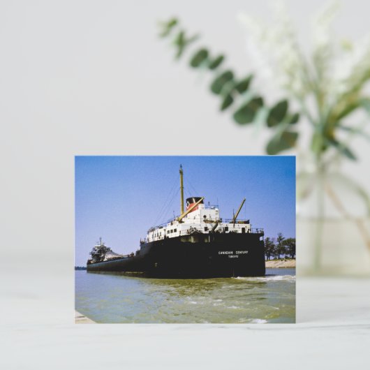Freighter Canadian Century die de Soo verlaat Briefkaart (Staand voorkant)