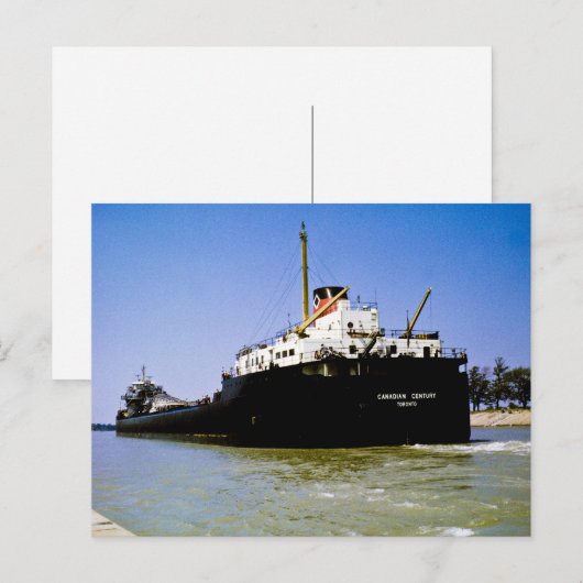 Freighter Canadian Century die de Soo verlaat Briefkaart (Voorkant / Achterkant)