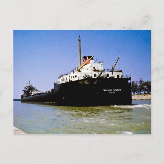 Freighter Canadian Century die de Soo verlaat Briefkaart (Voorkant)