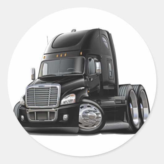 Freightliner Cascadia Black Truck Ronde Sticker (Voorkant)